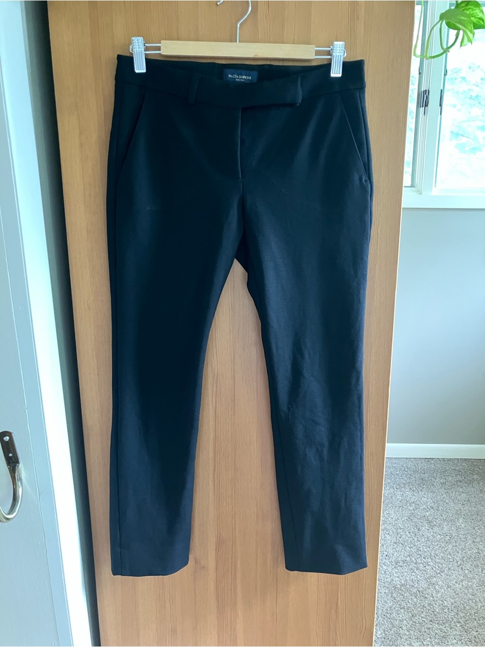 Wool Blend Tailored Straight Leg Pants